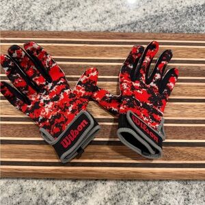 Wilson Red and Black Football Receiver Gloves